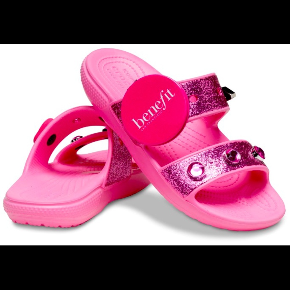 Benefit x crocs sandals